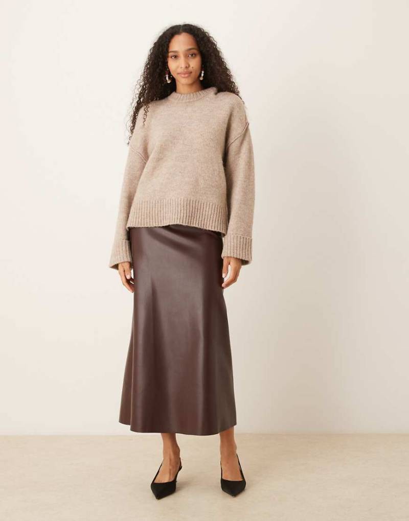 JDY - Midaxi-Rock aus Kunstleder in Schokobraun-Brown von JDY