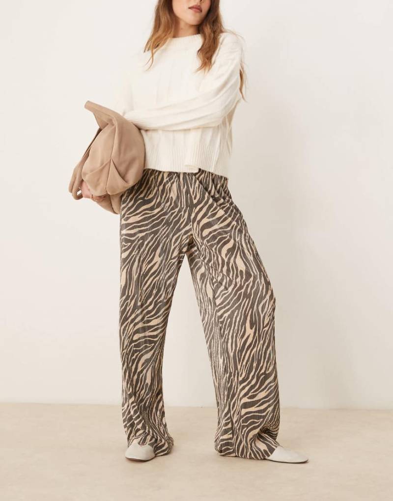 JDY - Plissee-Hose mit Zebramuster-Schwarz von JDY