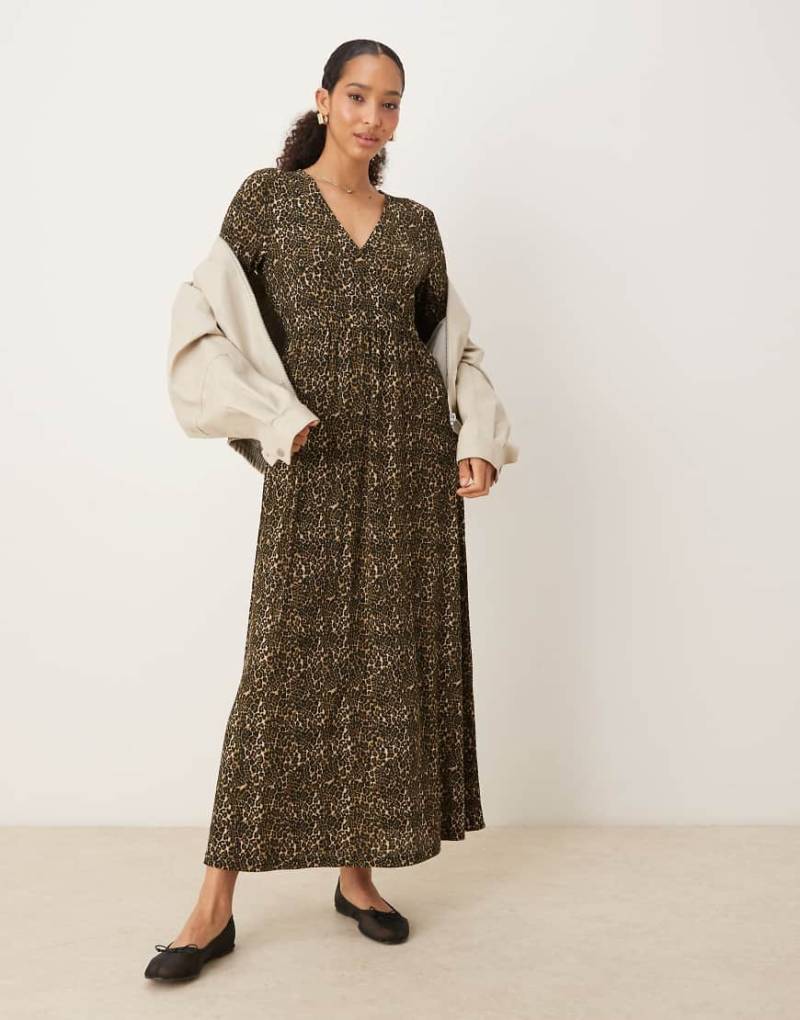 JDY - Plissiertes Maxikleid mit Animal-Print-Brown von JDY