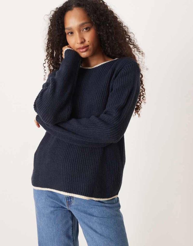 JDY - Pullover in Marineblau mit Kontraststreifen von JDY