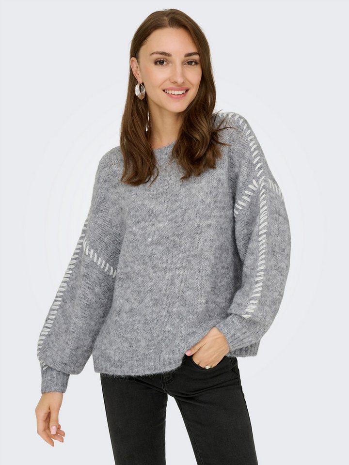 JDY Rundhalspullover JDYZOEY LIFE L/S ON STITCH PULL KNT NOOS mit dekorativen Ziernähten von JDY