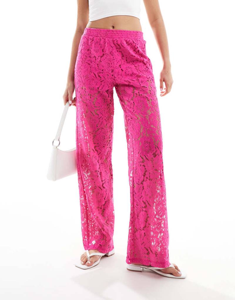 JDY - Spitzenhose in Rosa mit weitem Bein von JDY