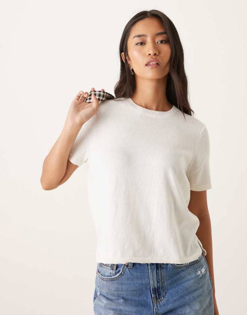 JDY - Strick-T-Shirt in Weiß-Neutral von JDY