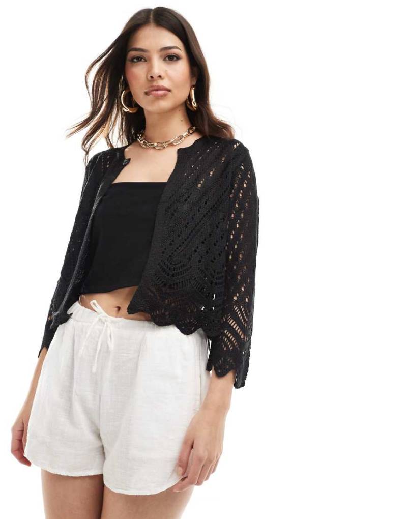 JDY - Strickjacke in Schwarz mit 3/4-langen Ärmeln von JDY
