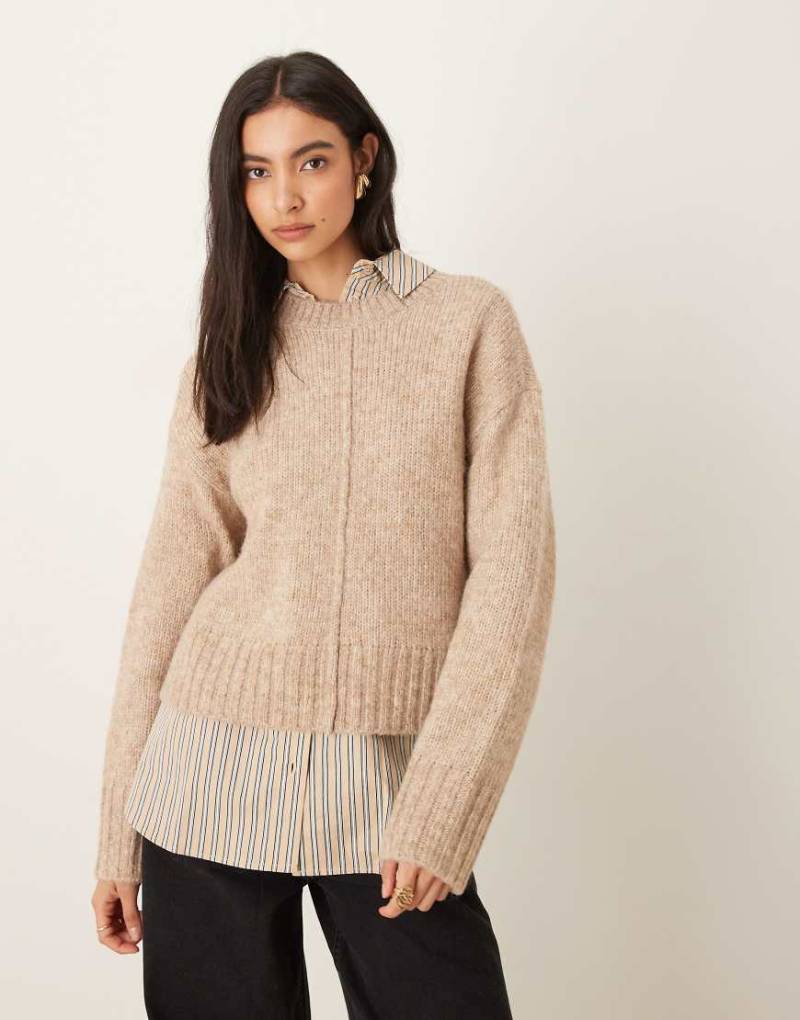 JDY - Strickpullover in Beige mit Ziernaht-Neutral von JDY