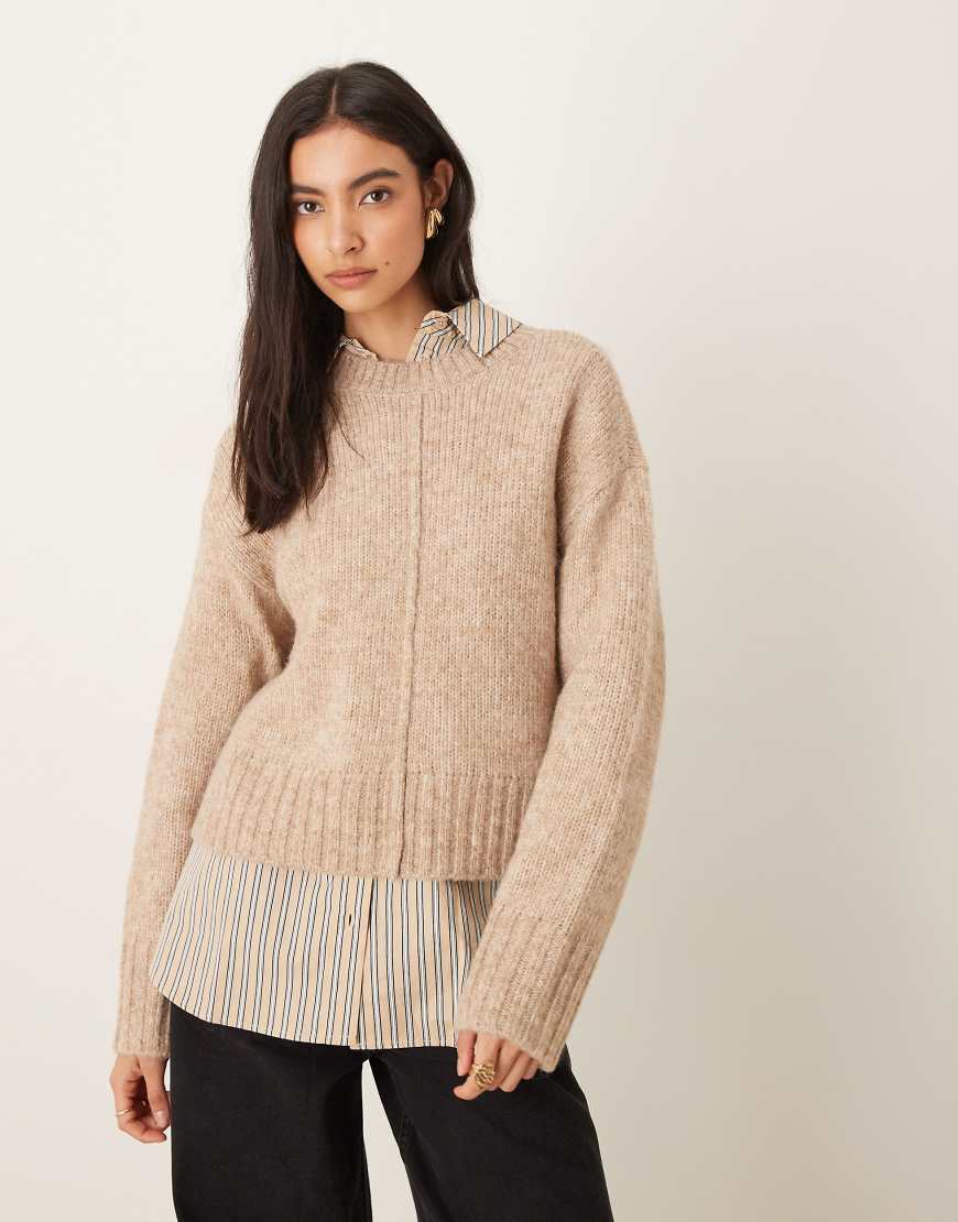 JDY - Strickpullover in Beige mit Ziernaht-Neutral von JDY