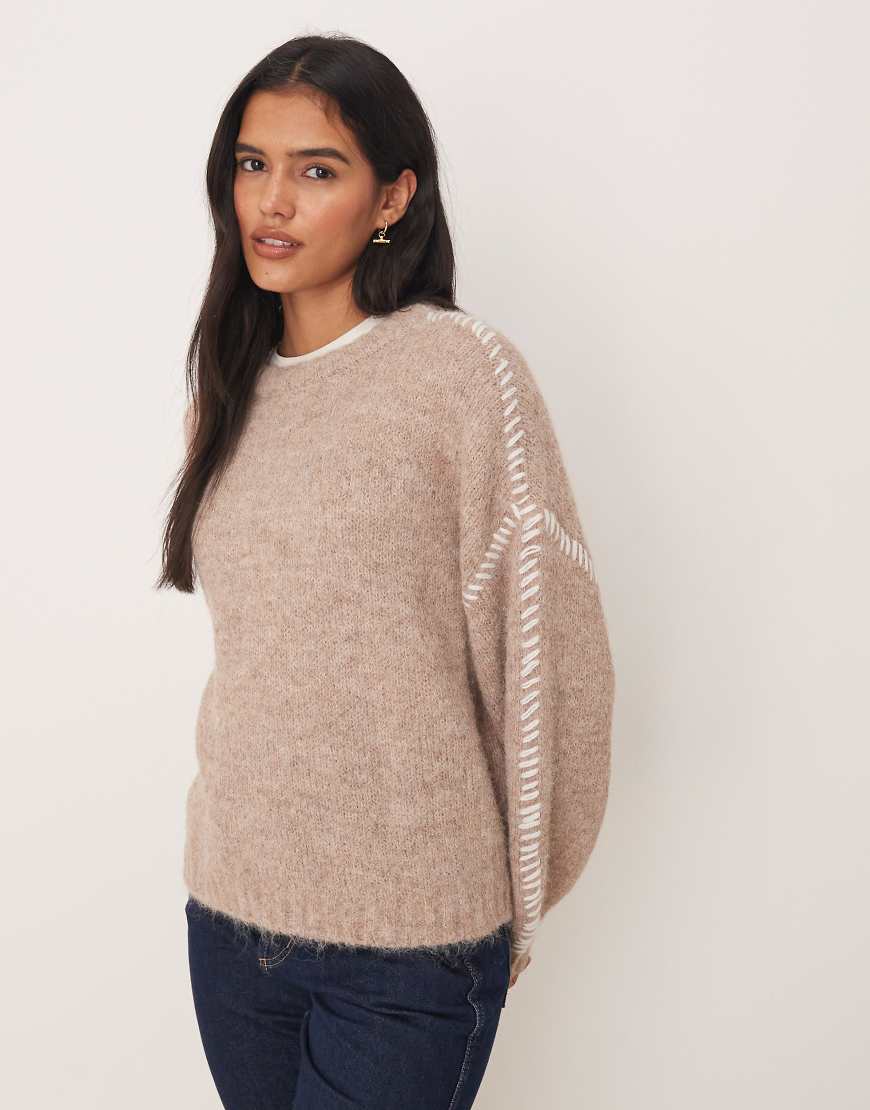 JDY - Strickpullover in Beige mit Ziernaht-Neutral von JDY