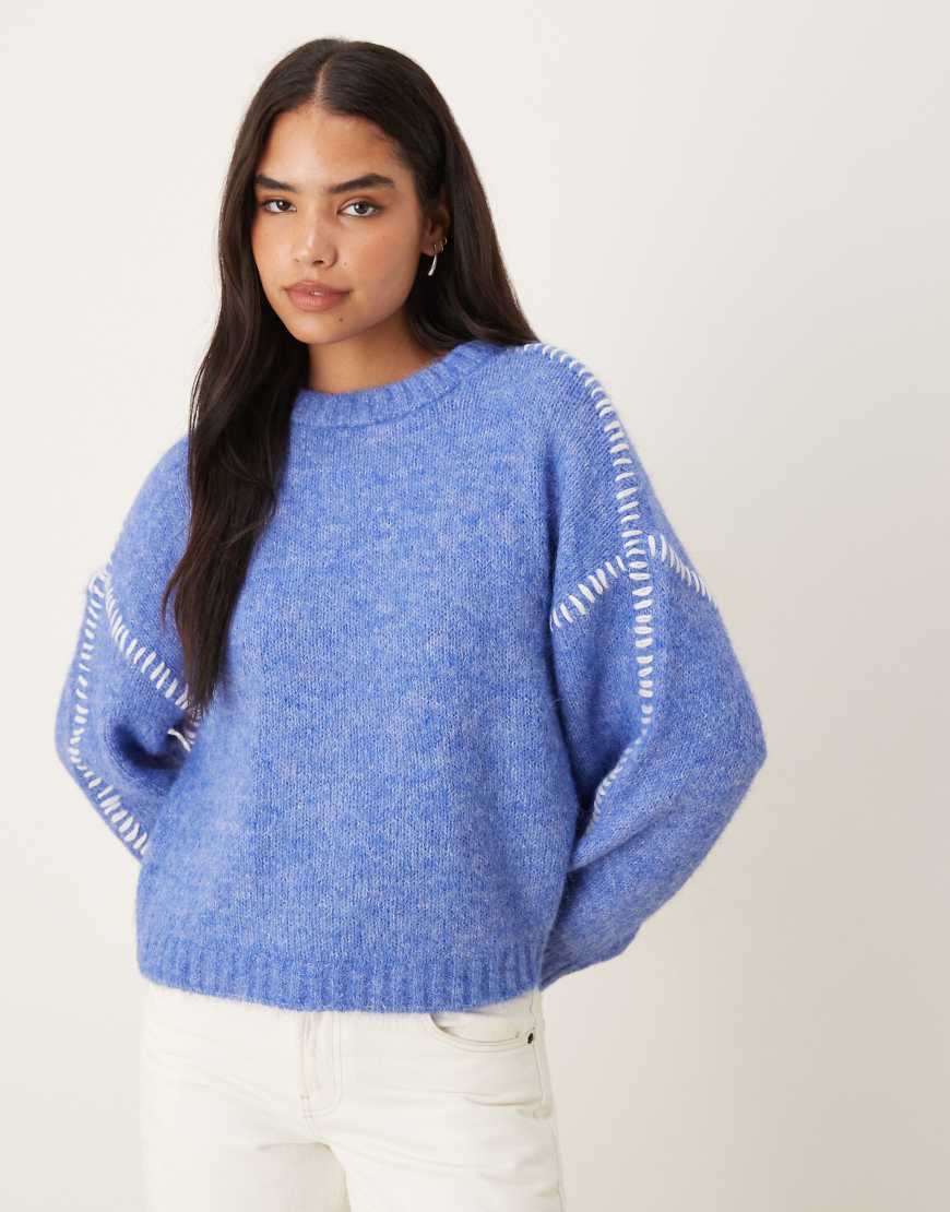 JDY - Strickpullover in Blau mit Ziernaht von JDY