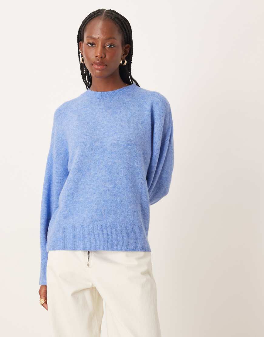 JDY - Strickpullover in Blau mit überschnittenen Schultern von JDY