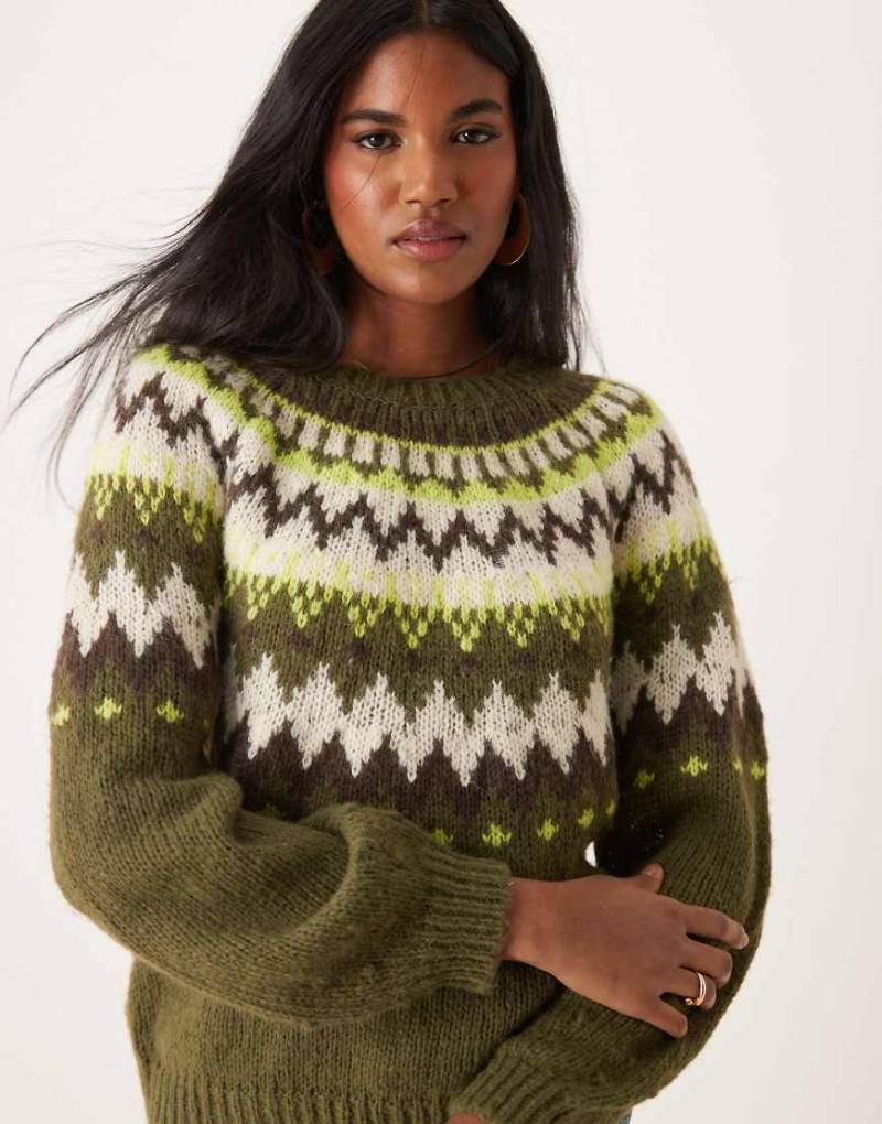 JDY - Strickpullover in Grün mit Norwegermuster von JDY