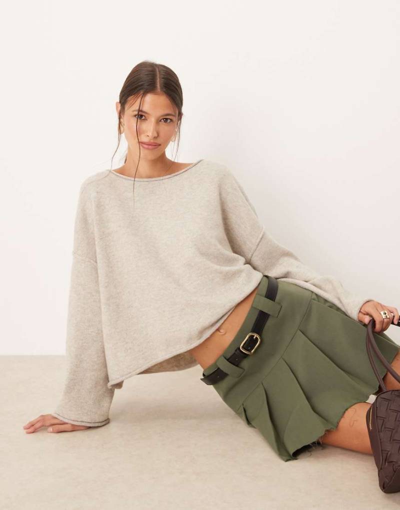 JDY - Strickpullover in Steinbeige mit U-Boot-Ausschnitt-Neutral von JDY