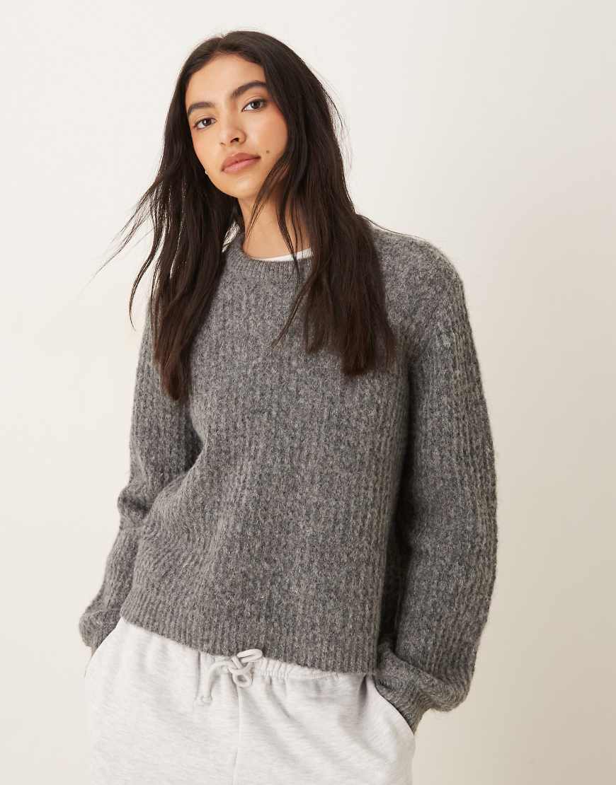 JDY - Strukturierter Strickpullover in Grau-Grün von JDY