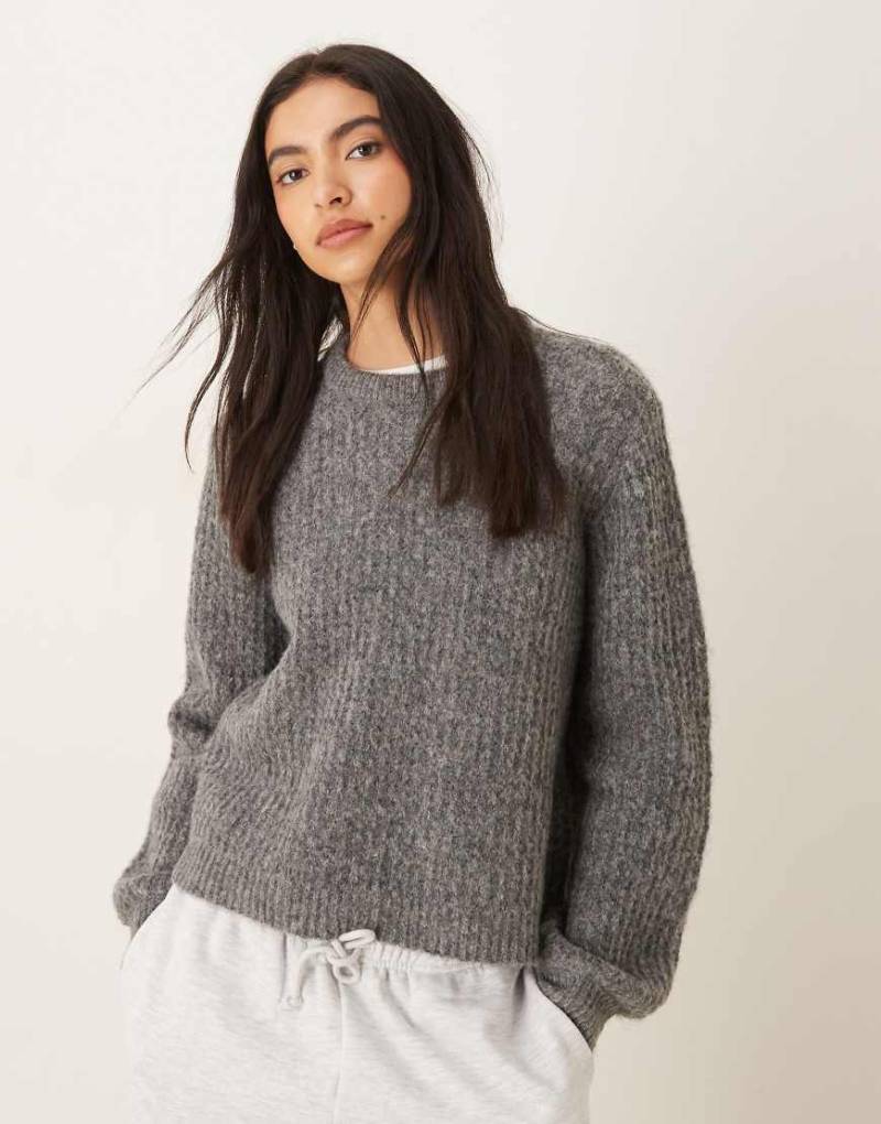 JDY - Strukturierter Strickpullover in Grau-Grün von JDY