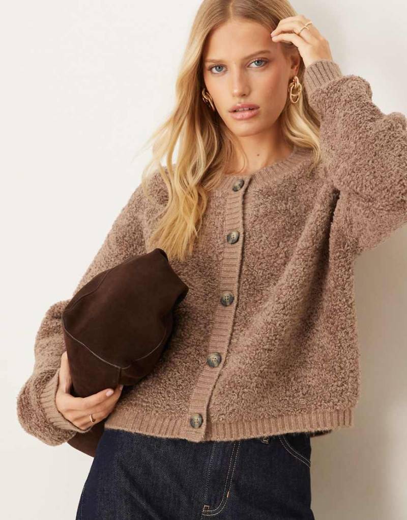 JDY - Teddyfell-Strickjacke in Hellbraun-Brown von JDY
