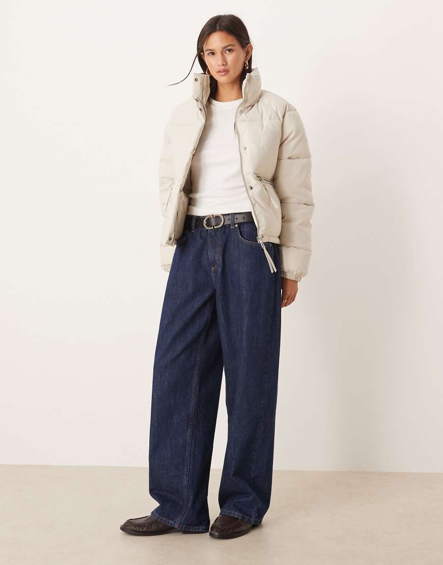 JDY - Wattierter Mantel in Steinbeige mit Reißverschluss-Neutral von JDY