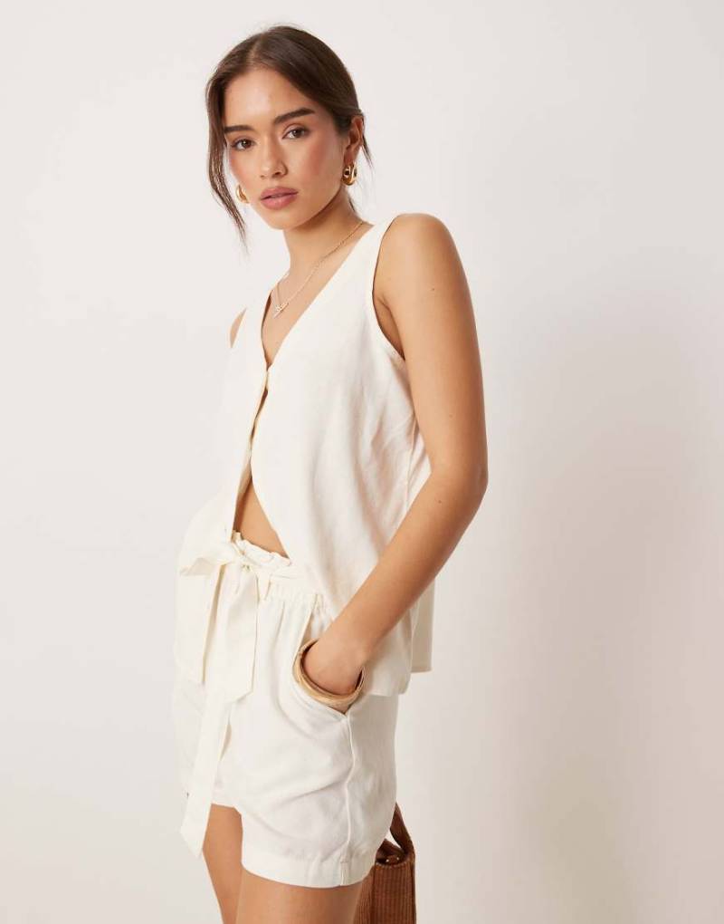 JDY - Weste in Weiß aus Leinenmix, Kombiteil von JDY