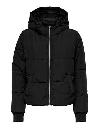 JdY Damen Jdynewerica Short Hood Jacket Otw Noos Steppjacke, Black/Detail:silver Zipper, XL EU von JDY