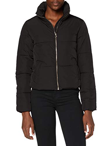 JDY Damen Short Puffer Jacke Steppjacke Stehkragen Gefüttert, Farben:Schwarz, Größe:40 von JdY