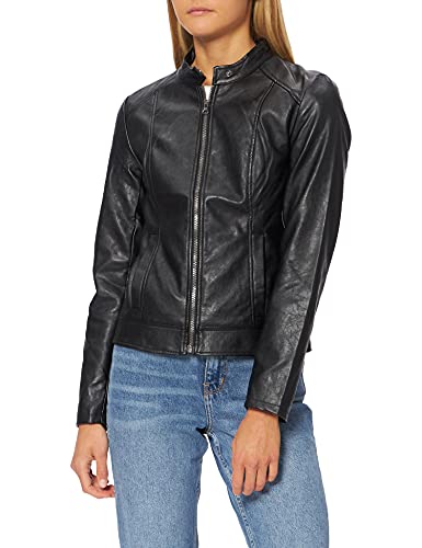 JDY Damen JDYemily Faux Leather Jacket Otw Noos Kunstlederjacke, Black, 36 von JdY