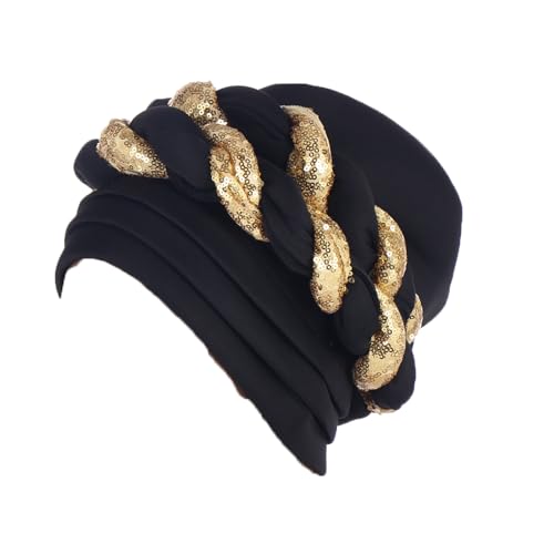 JDYaoYing Afrikanischer Turban mit gedrehtem Zopf für Damen, Kopfbedeckung, Beanie-Mütze, Haarabdeckung von JDYaoYing