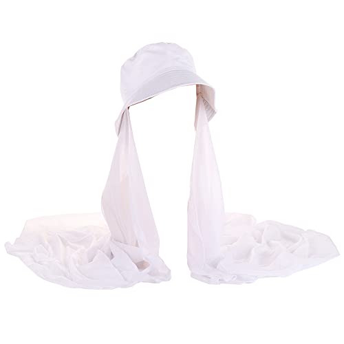 JDYaoYing Instant Hijab Damen muslimischer Hijab Bucket Hat mit Chiffon langer Schal Wickelschal Kopftuch, Weiß von JDYaoYing