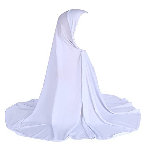 JDYaoYing Muslimische islamische Hijabs Kopftuch für Damen, langer Turban-Kappe, einfarbig, Hijab, weiß, One size von JDYaoYing