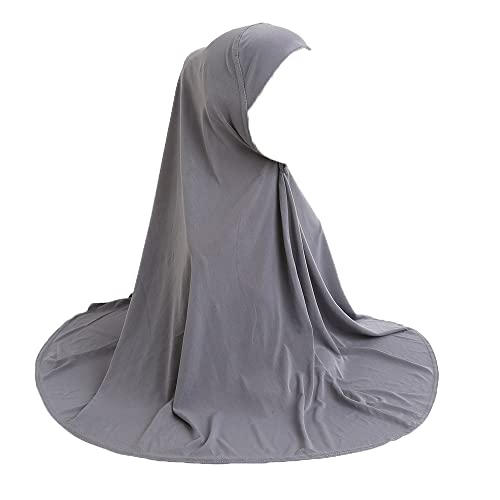 JDYaoYing Muslimische islamische Hijabs Kopftuch für Damen, langer Turban-Kappe, einfarbig, Hijab, grau, One size von JDYaoYing
