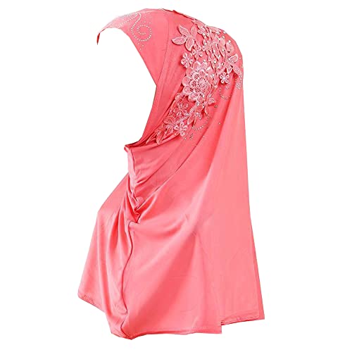 JDYaoYing Turban mit floralem muslimischem Schal Hijab Schal Kopftuch Schals für Damen Mütze, Pink, Einheitsgröße von JDYaoYing