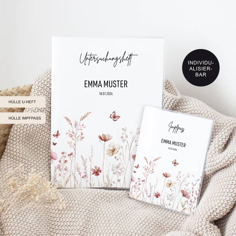 U-Heft/Untersuchungsheft Hülle Und Impfpass "Flower Iii" Personalisiert Mit Dem Namen Geschenk Zur Geburt Für Das Baby von JDesignerie