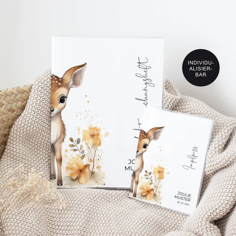 U-Heft Hülle/Impfpass Personalisiert "Reh" - Geschenk Geburt Baby Und Neugeborenes Geschenkidee Frischgebackene Eltern Untersuchungsheft von JDesignerie