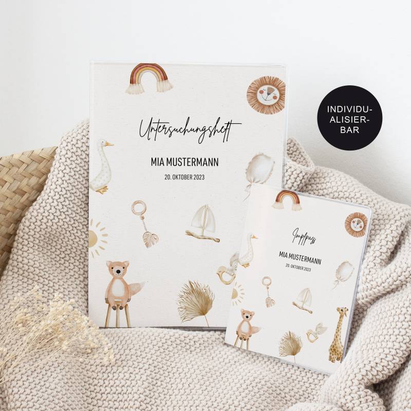 U-Heft Hülle Und Impfpass "Boho" Personalisiert Für Mädchen Junge Mit Namen Im Set - Geschenkidee Eltern Zur Geburt Neugeborenes U. Baby von JDesignerie