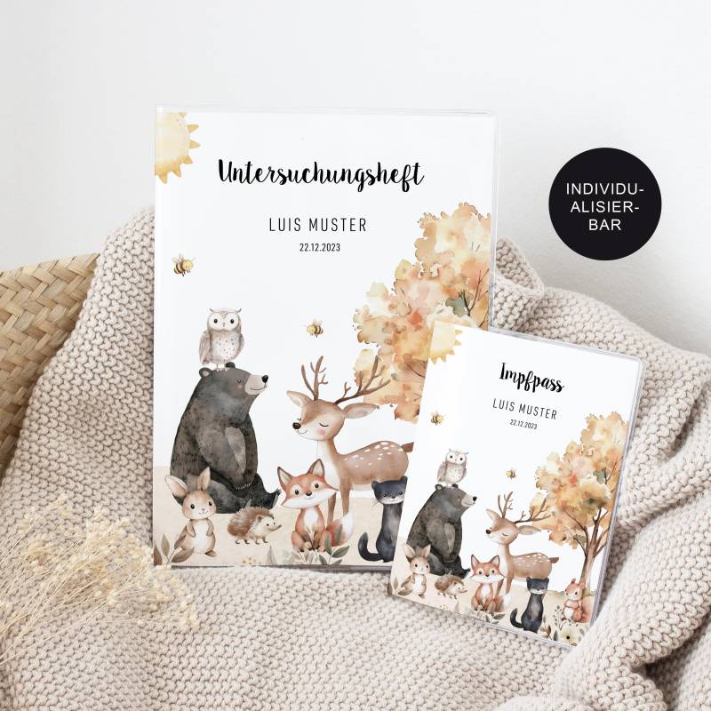 U-Heft Hülle Und Impfpass Personalisiert "Waldtiere" - Geschenk Geburt Mädchen/Junge Neugeborenes Schutzhülle Untersuchungsheft von JDesignerie