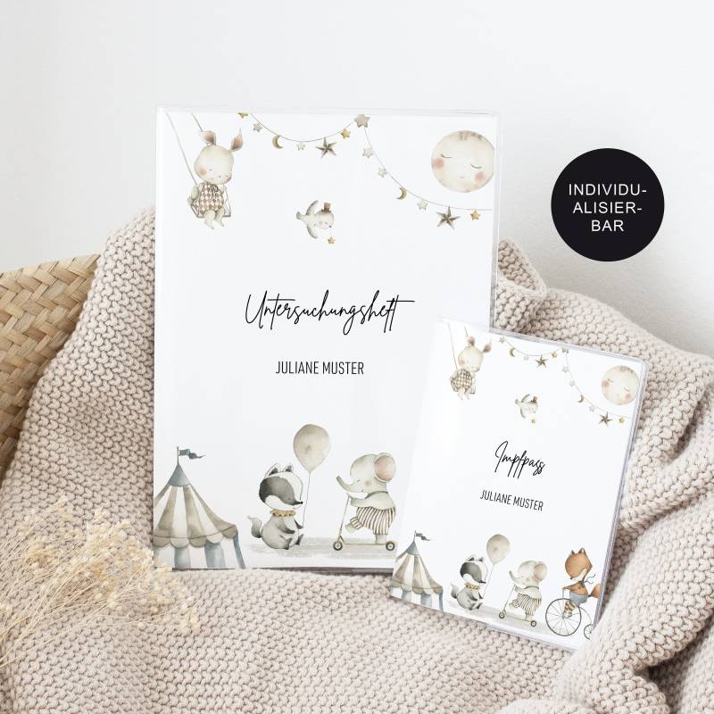 U-Heft Hülle "Zirkus" Personalisiert Mit Namen Für Mädchen Und Jungen - Impfpasshülle Kinder Geschenk Geburt Mutter Untersuchungsheft von JDesignerie