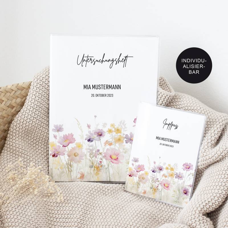 Untersuchungsheft/U-Heft Hülle Impfpass "Flower" Mit Namen Personalisiert Für Mädchen & Babys Auch Als Set - Geschenk Neugeborene Geburt von JDesignerie