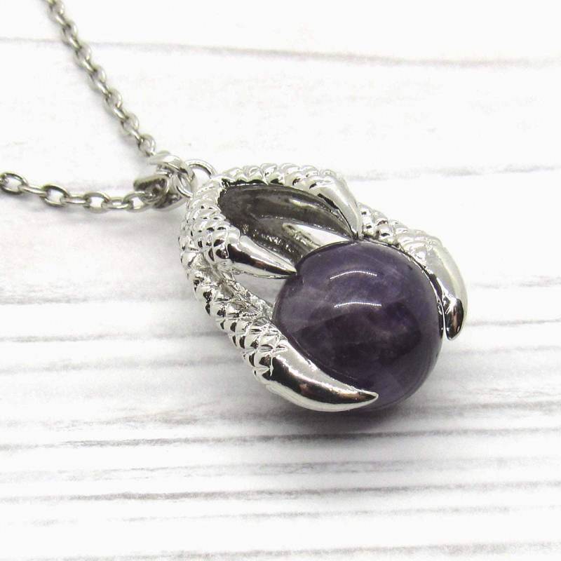 Adlerkralle Anhänger Mit Amethyst Edelstein, Antik Silber Ton, Herren Halskette, Damen Edelstein Anhänger, Stammes Schmuck von JDsFashionJewelry
