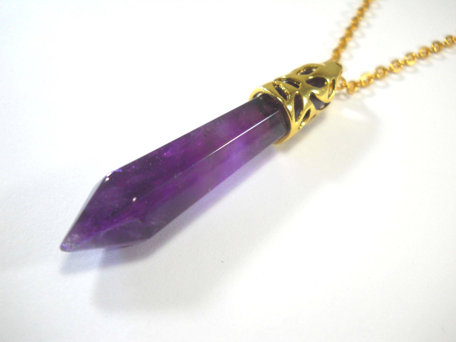 Amethyst Kristall Anhänger, Quarz Halskette, Chakra Heilender Kristall, Lila Halskette Für Frauen von JDsFashionJewelry