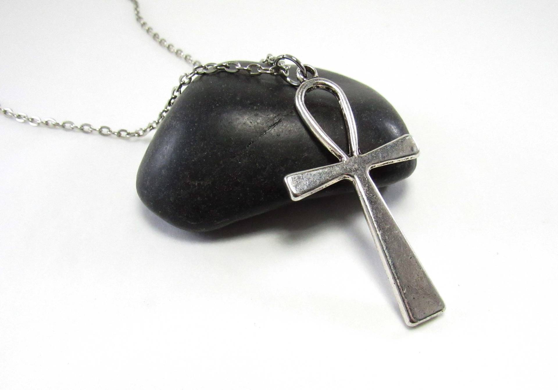 Ankh Anhänger Antik Silber Ton Edelstahl Kette Halskette, Herren Damen Halskette Ankh Anhänger Antik Silber Ton Edelstahl Kette Halskette, Herren Damen Halskette von JDsFashionJewelry