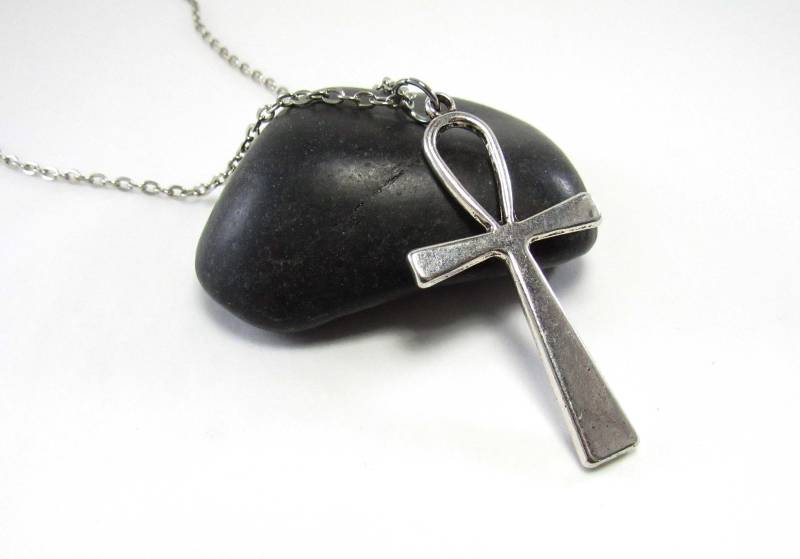Ankh Anhänger Antik Silber Ton Edelstahl Kette Halskette, Herren Damen Halskette von JDsFashionJewelry