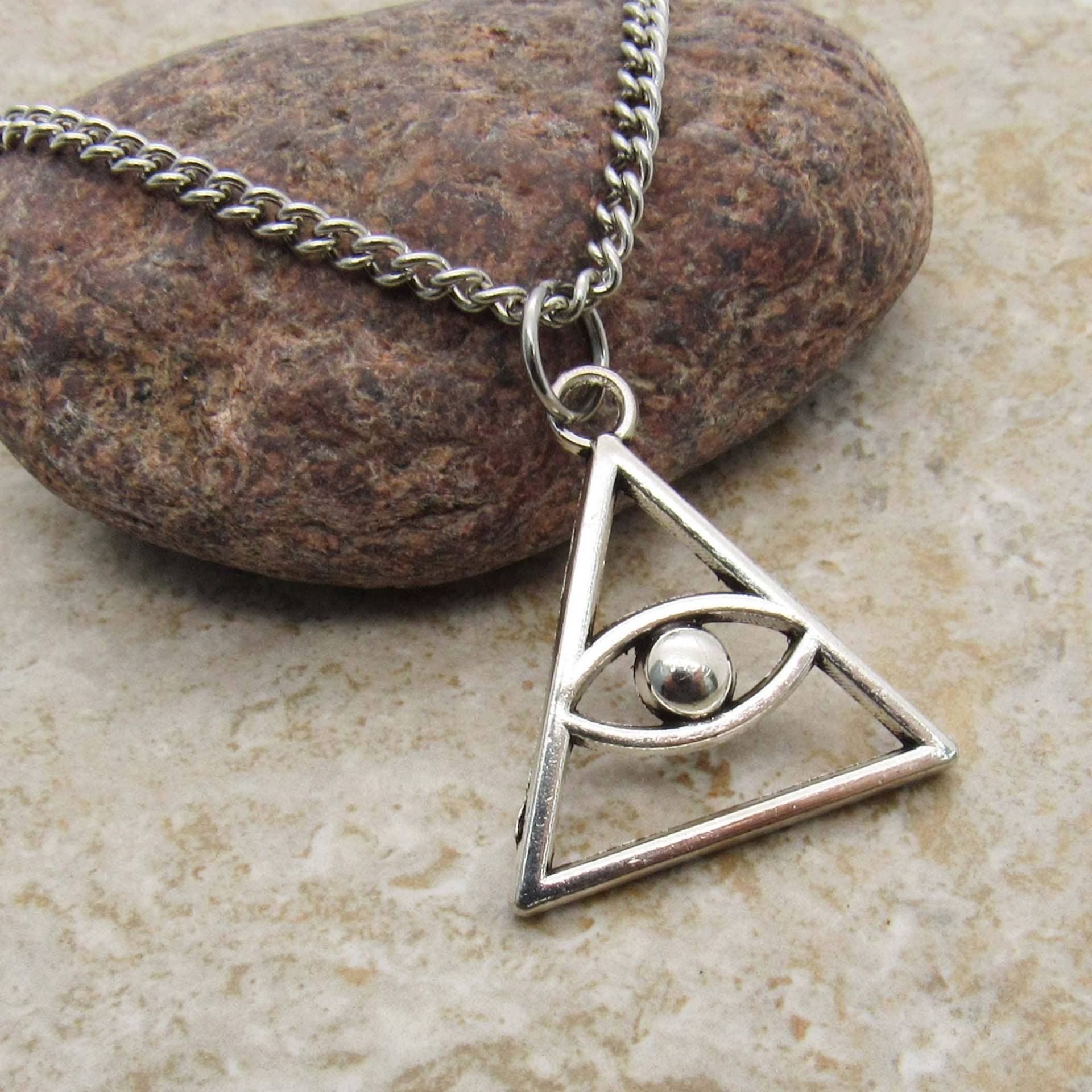 Dreieck All Seeing Eye Anhänger Halskette, Antik Silber, Männer Auge Der Vorsehung Schmuck, Frauen Spiritueller Schmuck von JDsFashionJewelry