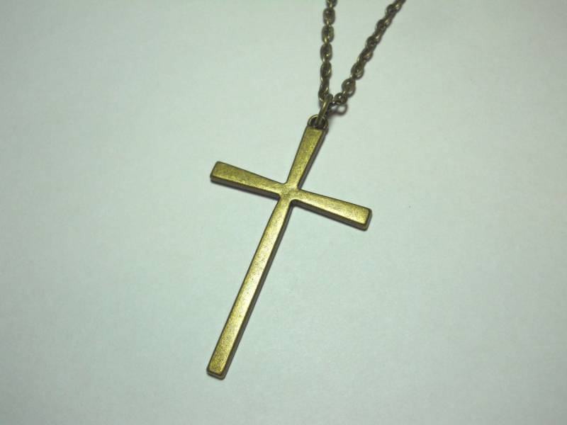 Große Kreuz Anhänger Halskette, Antikes Bronze Kreuz, Herren Damen Anhänger, Schmuck, Halskette von JDsFashionJewelry