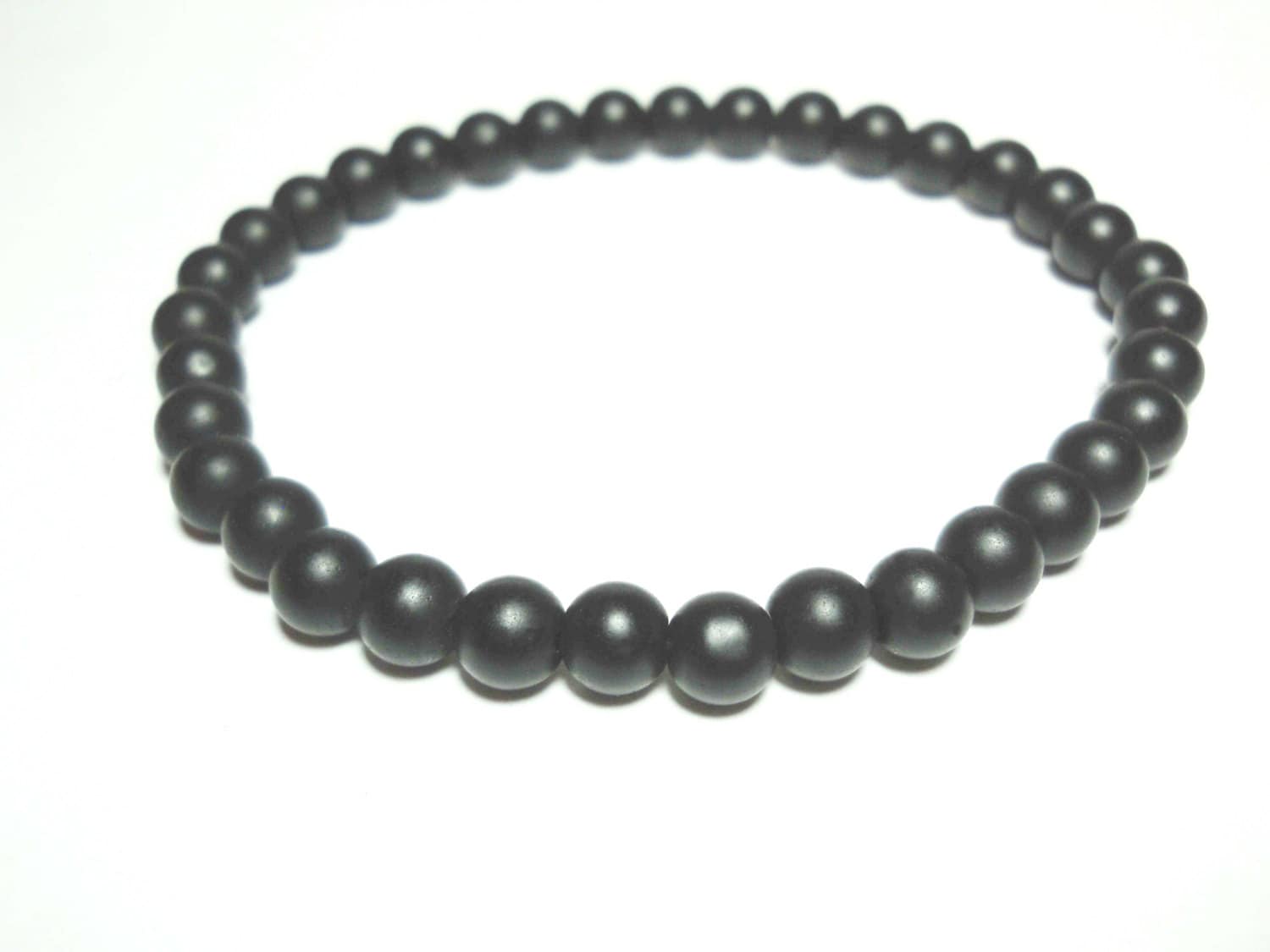 Mattes Schwarzes Edelstein 6mm Perlen Armband, Herren Schmuck, Geschenk Für Männer, Frauen von JDsFashionJewelry