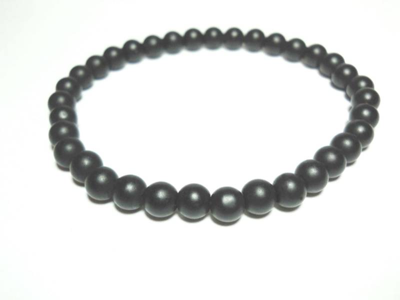 Mattes Schwarzes Edelstein 6mm Perlen Armband, Herren Schmuck, Geschenk Für Männer, Frauen von JDsFashionJewelry