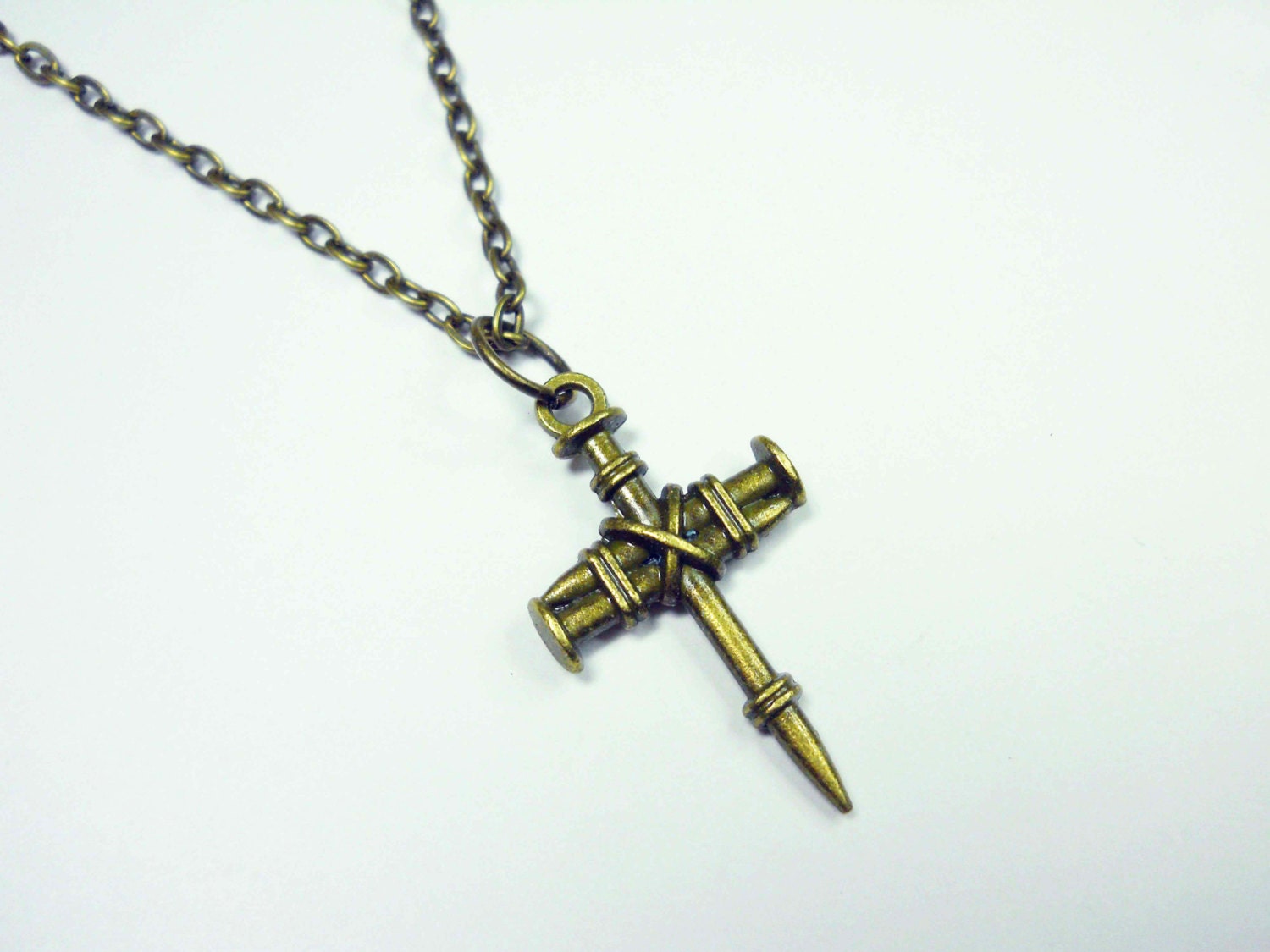 Nagel Kreuz Anhänger, Antik Bronze Ton, Herren Halskette, Damen Ton Kette Nagel Kreuz Anhänger, Antik Bronze Ton, Herren Halskette, Damen Ton Kette von JDsFashionJewelry