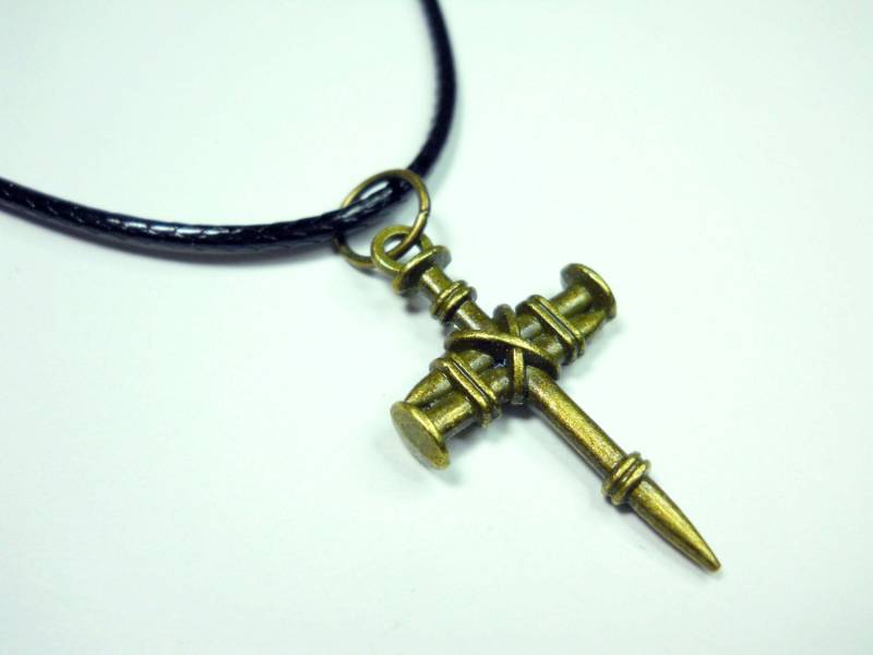 Nagel Kreuz Anhänger, Antike Bronze Ton, Herren Halskette, Damen Halskette Mit Schnur, Spiritueller Schmuck, Religiöser Anhänger von JDsFashionJewelry