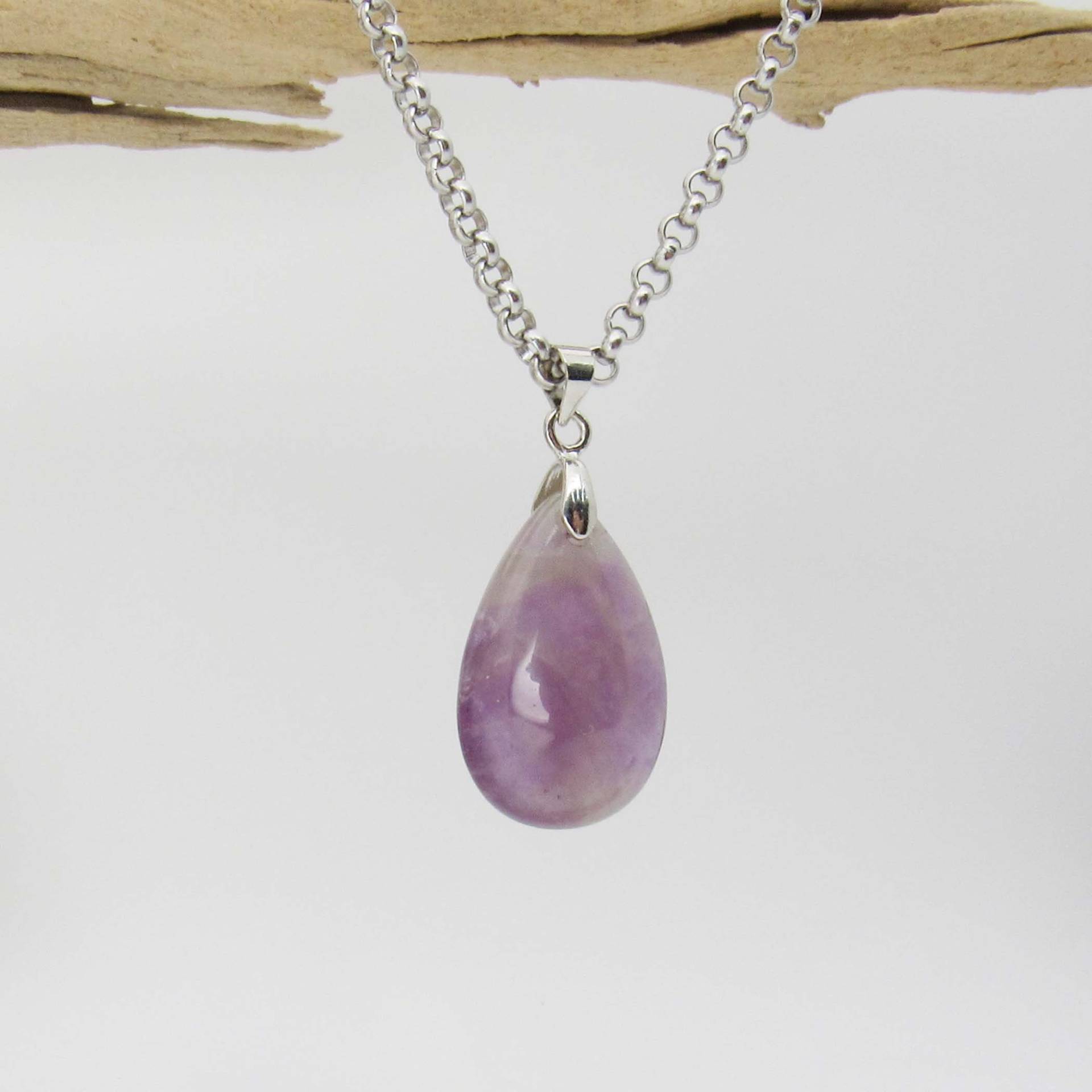 Natürliche Amethyst Edelstein Tropfen Anhänger Halskette, Natürlicher Chakra Edelstein, Spiritueller Damen Herren Halskette von JDsFashionJewelry