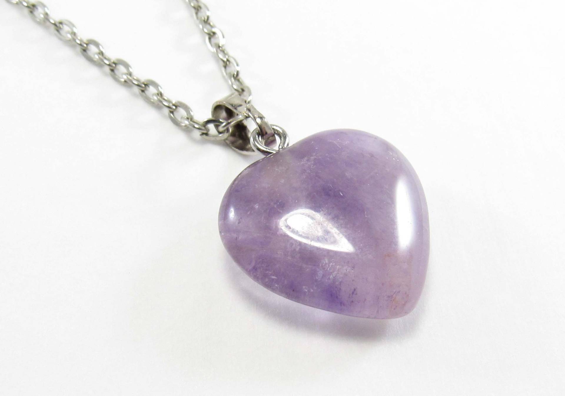 Natürlicher Amethyst-Herzanhänger, Lite Amethyst-Heilkristall, Chakra-Halskette, Lila Kristallherzform-Halskette, Halskette Der Frauen von JDsFashionJewelry
