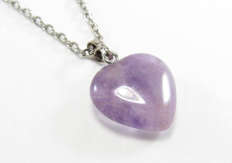 Natürlicher Amethyst-Herzanhänger, Lite Amethyst-Heilkristall, Chakra-Halskette, Lila Kristallherzform-Halskette, Halskette Der Frauen von JDsFashionJewelry