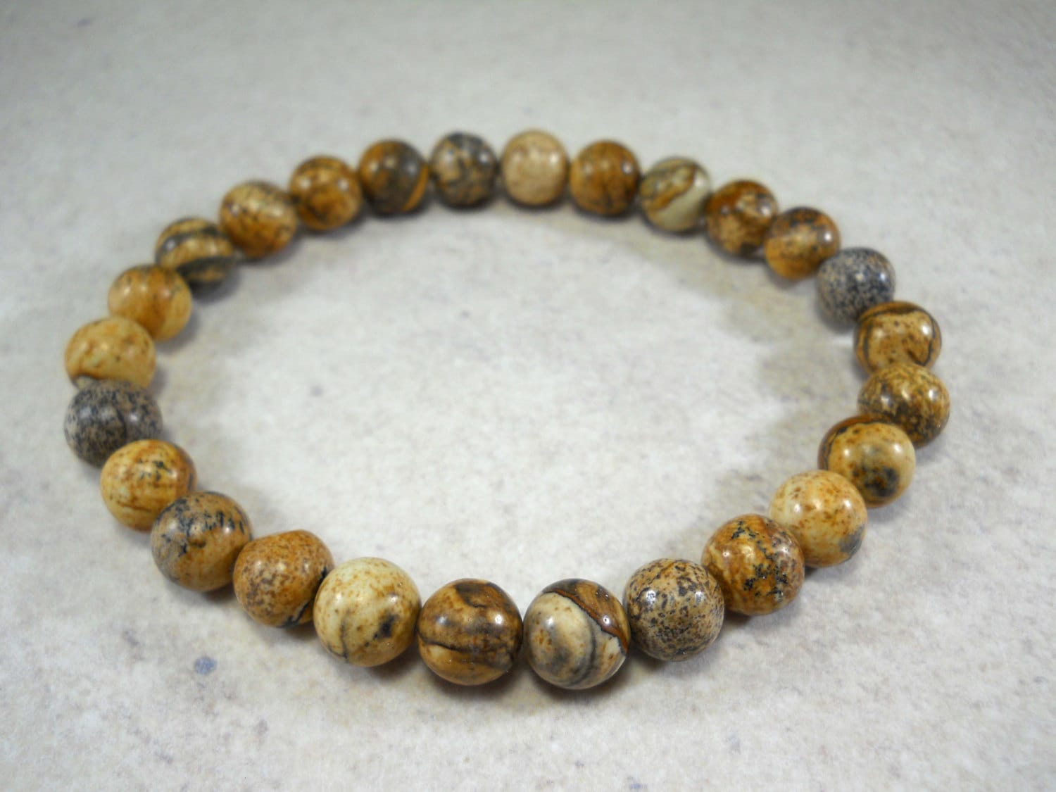 Natürlicher Jaspis Edelstein 8mm Perlenarmband, Geschliffenes Glanzfinish, Herrenarmband, Herrenschmuck, Geschenk Für Männer, Frauen Armband von JDsFashionJewelry