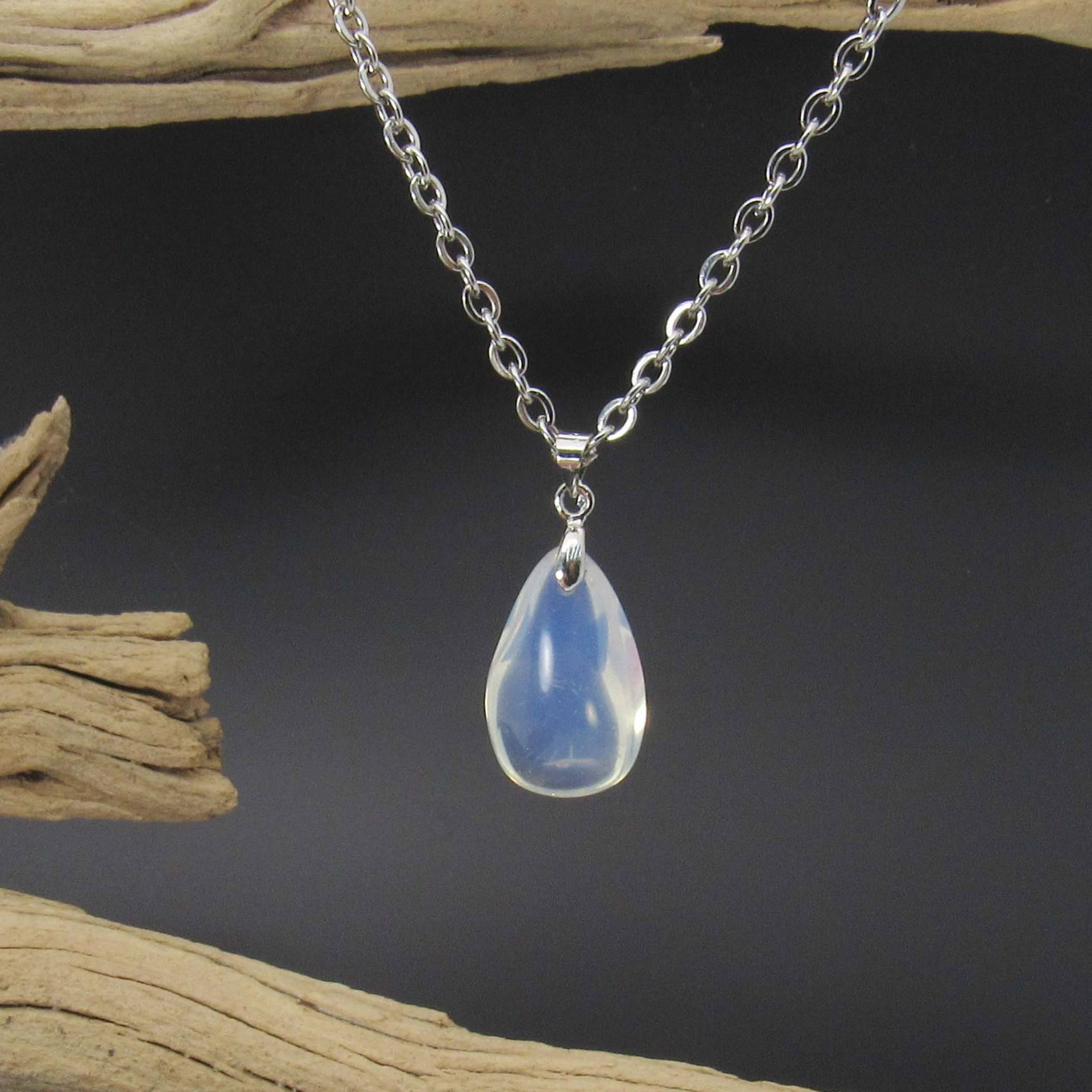 Opalite Edelstein Tropfen Anhänger Halskette, Herren Anhänger, Damen Geschenk Für Männer, Frauen von JDsFashionJewelry