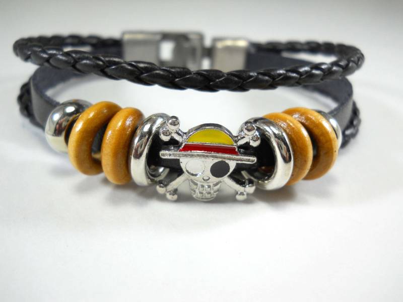 Schwarzes Leder Multi Layer Armband 20 ", Hakenverschluss, Antikes Silber Und Holzperlen, Emaille Schädel, Herrenarmband, Herrenschmuck von JDsFashionJewelry